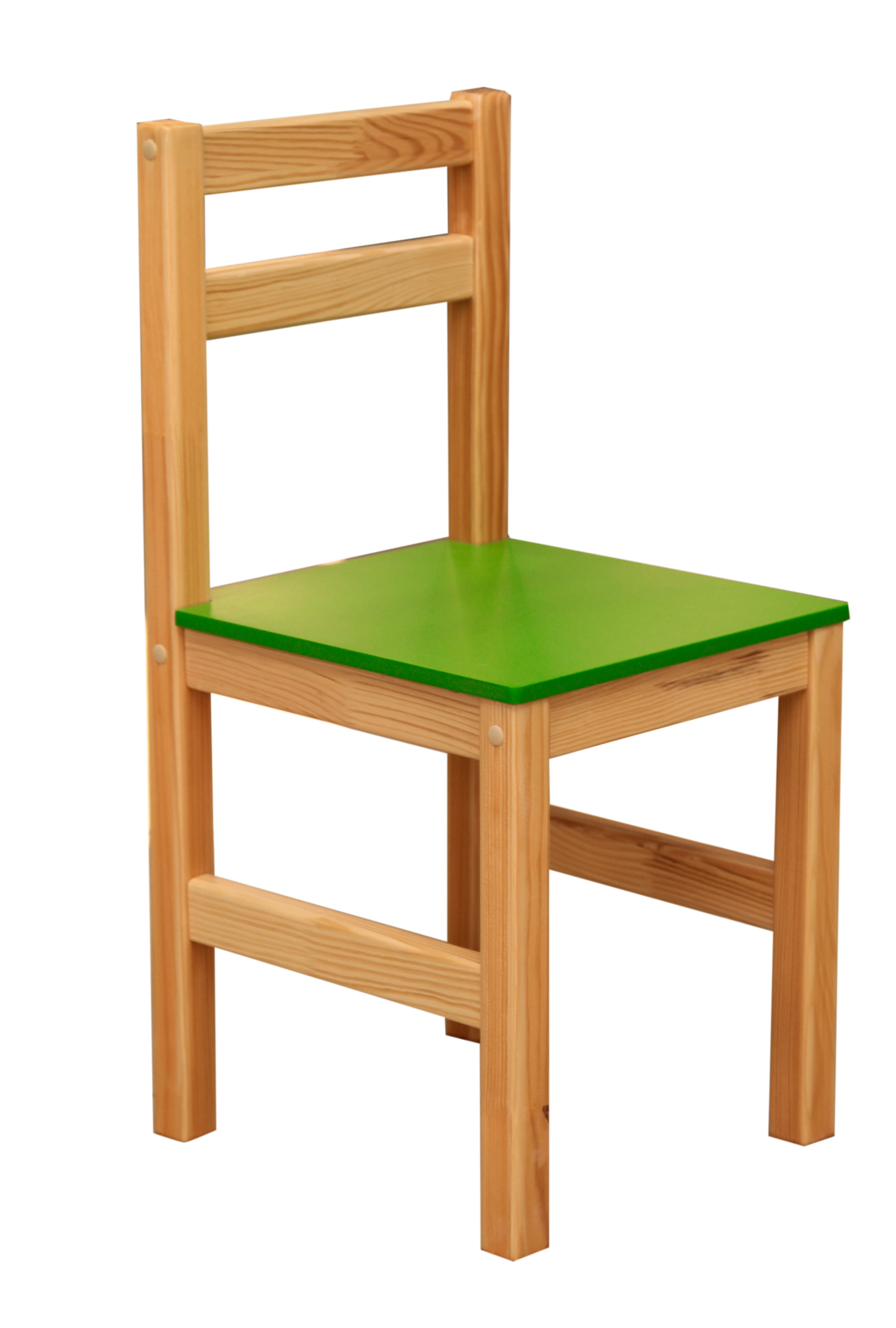 Дитячий стілець з натуральної деревини, сидіння - фарбоване МДФ, стійки з соснового брусу, ростова група №2, АЛМАНТ, 280х290х570 мм, (h=300 мм).